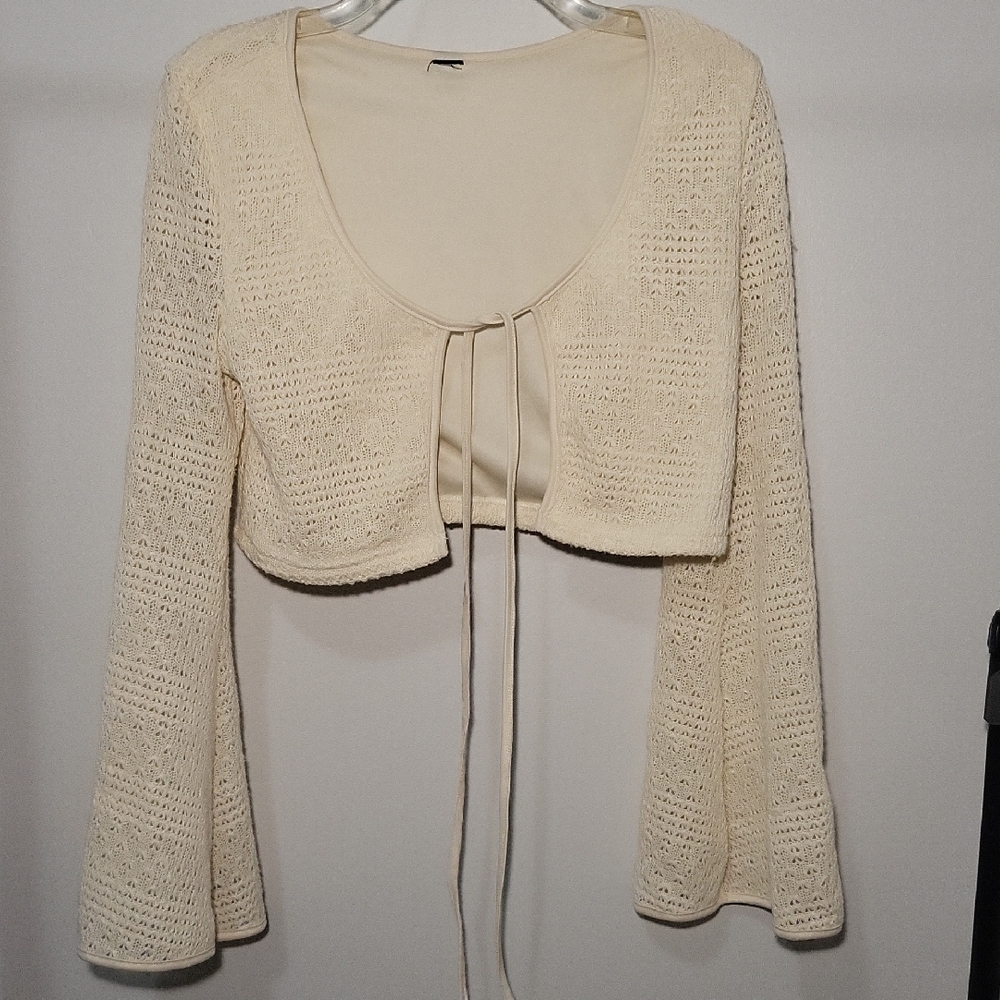 Cream Knit Cropped Cardigan